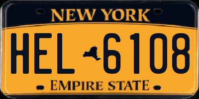 NY license plate HEL6108