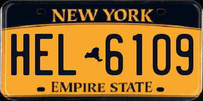 NY license plate HEL6109