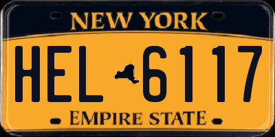 NY license plate HEL6117