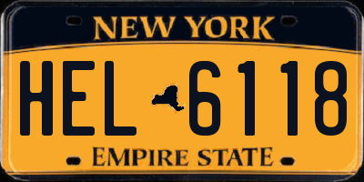 NY license plate HEL6118