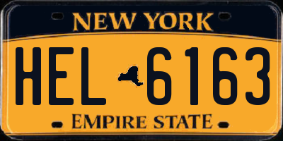 NY license plate HEL6163