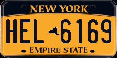 NY license plate HEL6169