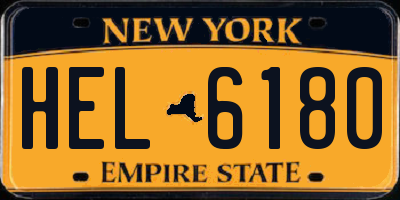 NY license plate HEL6180