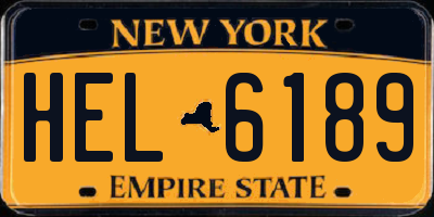 NY license plate HEL6189