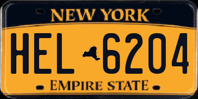 NY license plate HEL6204