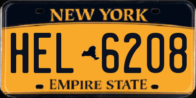NY license plate HEL6208