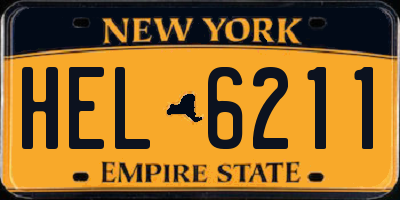 NY license plate HEL6211
