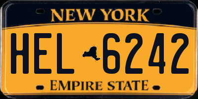 NY license plate HEL6242