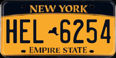NY license plate HEL6254