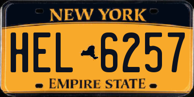 NY license plate HEL6257