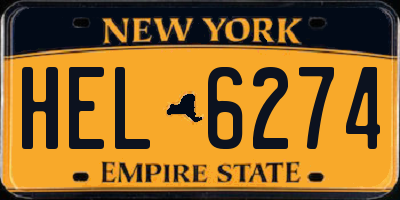 NY license plate HEL6274