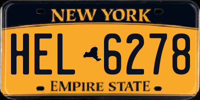 NY license plate HEL6278