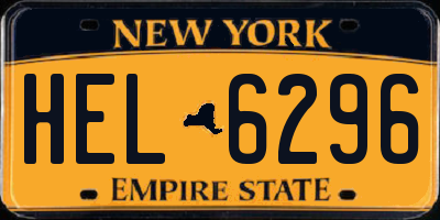 NY license plate HEL6296