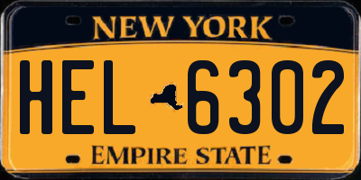 NY license plate HEL6302