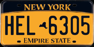 NY license plate HEL6305