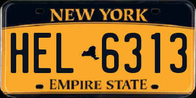 NY license plate HEL6313