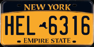 NY license plate HEL6316