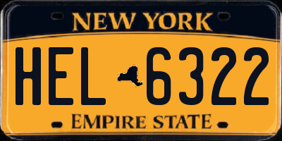 NY license plate HEL6322
