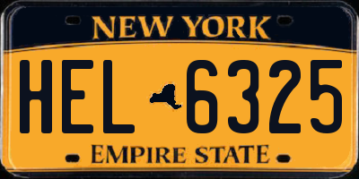 NY license plate HEL6325
