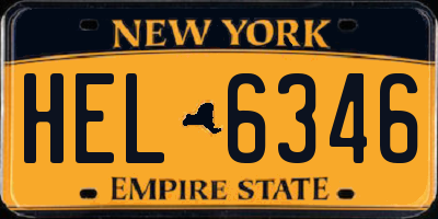 NY license plate HEL6346