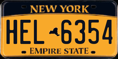 NY license plate HEL6354