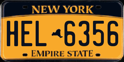 NY license plate HEL6356