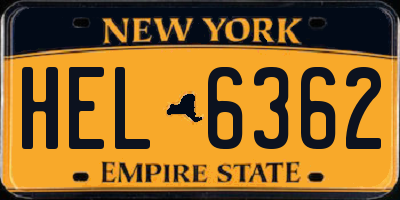 NY license plate HEL6362