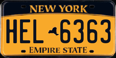 NY license plate HEL6363