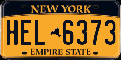 NY license plate HEL6373