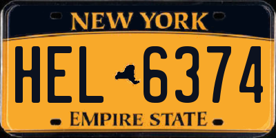NY license plate HEL6374