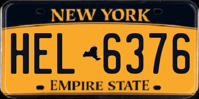NY license plate HEL6376