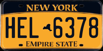 NY license plate HEL6378