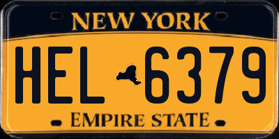 NY license plate HEL6379