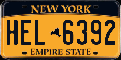 NY license plate HEL6392