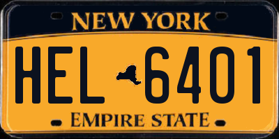 NY license plate HEL6401