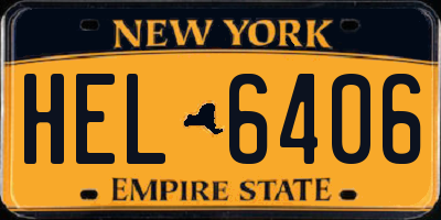 NY license plate HEL6406
