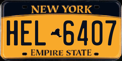 NY license plate HEL6407