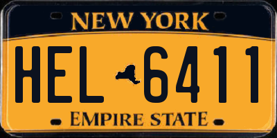 NY license plate HEL6411