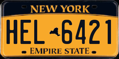 NY license plate HEL6421