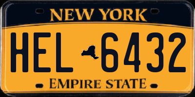 NY license plate HEL6432