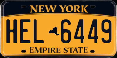 NY license plate HEL6449