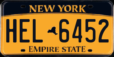 NY license plate HEL6452