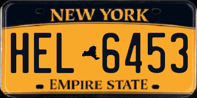 NY license plate HEL6453