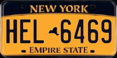 NY license plate HEL6469