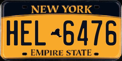 NY license plate HEL6476