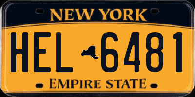 NY license plate HEL6481