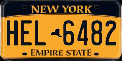 NY license plate HEL6482