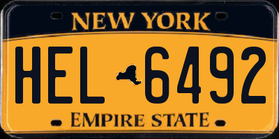 NY license plate HEL6492