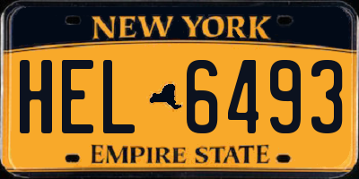 NY license plate HEL6493