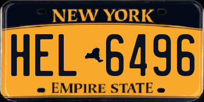 NY license plate HEL6496